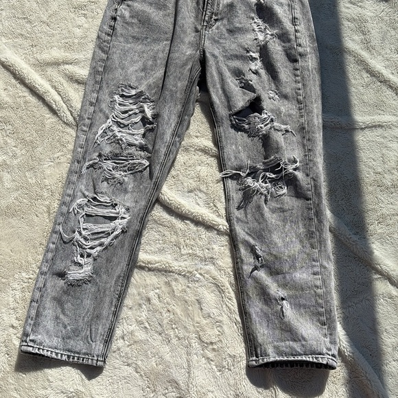 American Eagle Distressed High Rise Bootcut Jeans | Size 12 | Light Grey Y2K - Picture 3 of 12